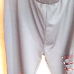 Rosegal Black Straight Leg Pants with Side Lace-Up